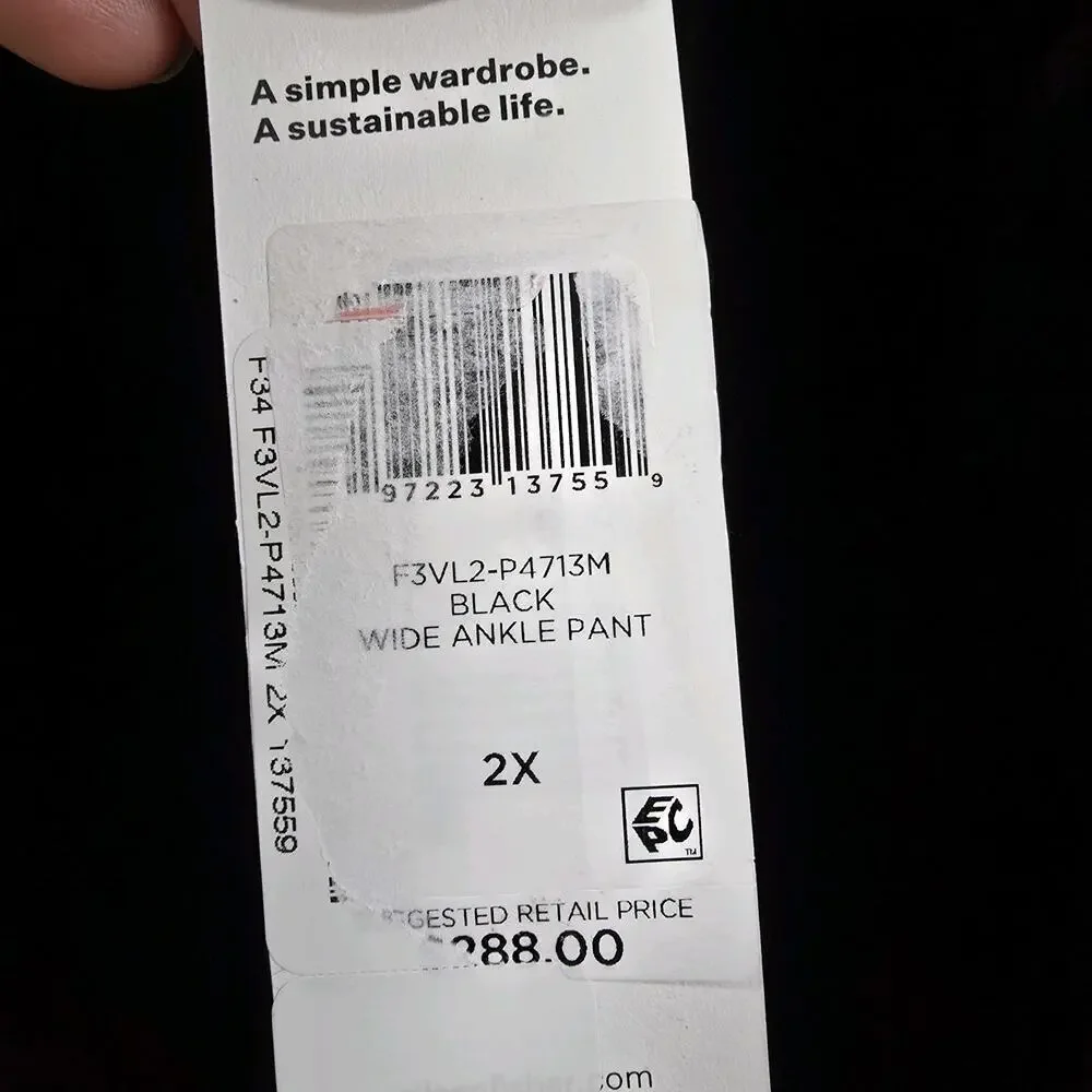 Eileen Fisher Velvet Pants Womens Plus Size XXL Black Wide Leg Silk New Whit Tag - Picture 8 of 16